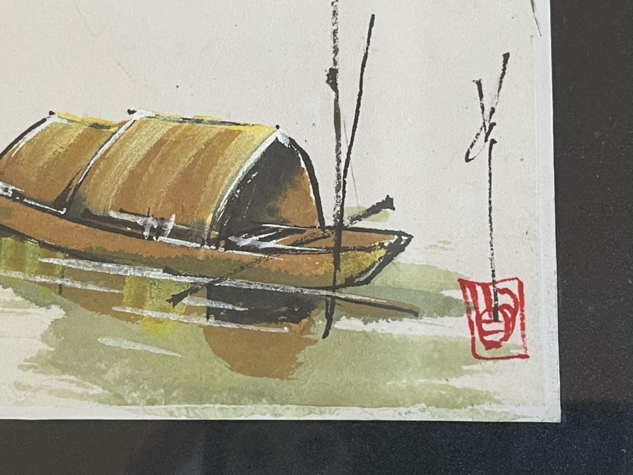 Vintage Original Framed Asian Artwork 5 X 5 [Photo 2]