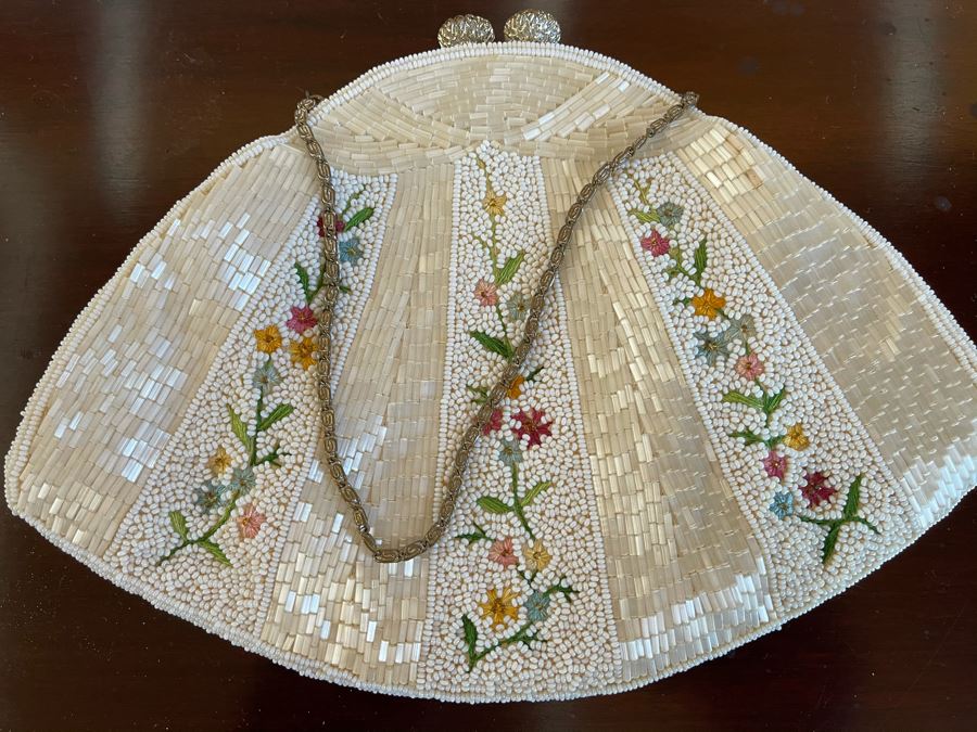 Vintage Hong Kong Chinese Beaded Purse Handbag 9.5W X 7H [Photo 5]