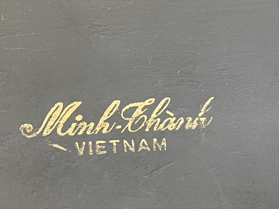Vintage Vietnam Minh-Chanh Black Lacquer Inlaid Mother Of Pearl Artwork 9 X 6.5 [Photo 6]