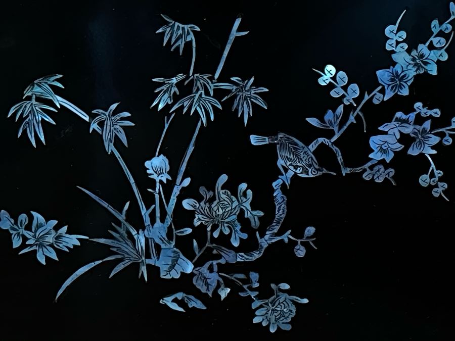 Vintage Vietnam Minh-Chanh Black Lacquer Inlaid Mother Of Pearl Artwork 9 X 6.5 [Photo 4]