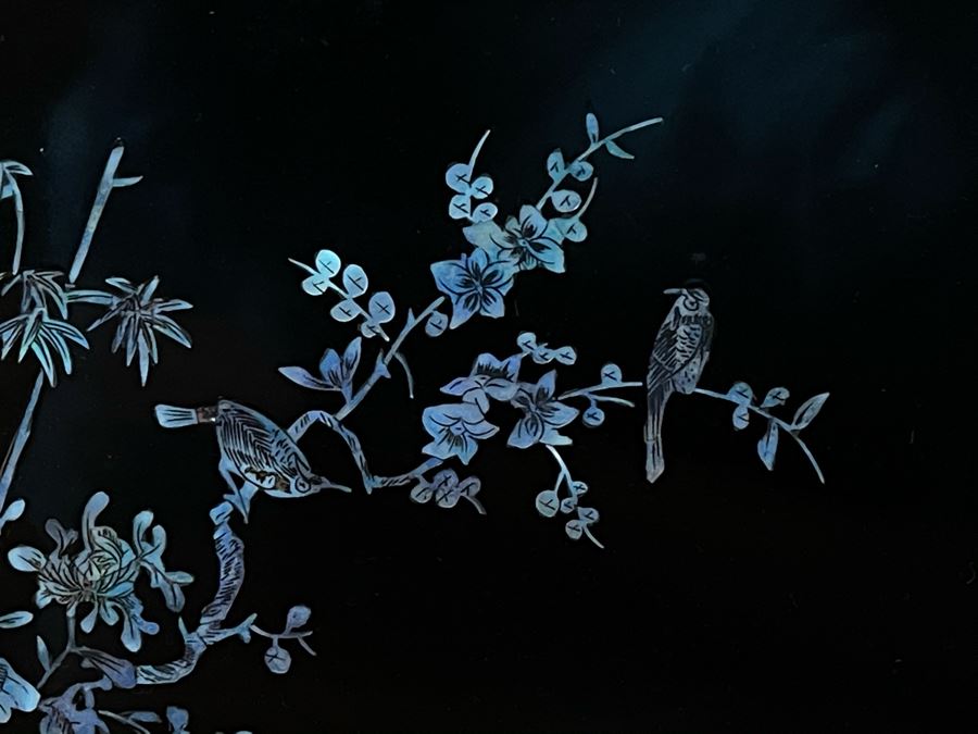 Vintage Vietnam Minh-Chanh Black Lacquer Inlaid Mother Of Pearl Artwork 9 X 6.5 [Photo 5]