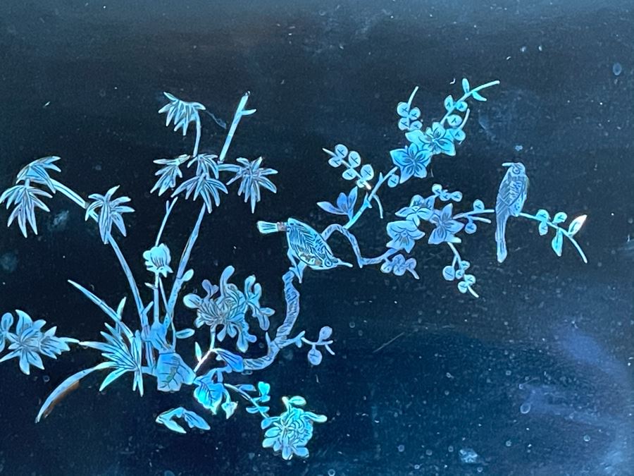 Vintage Vietnam Minh-Chanh Black Lacquer Inlaid Mother Of Pearl Artwork 9 X 6.5 [Photo 3]