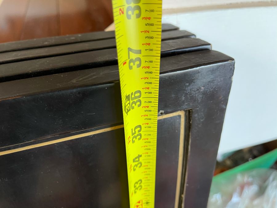 Vintage Four Panel Wooden Screen With Semi-Precious Stones Relief Carved Decorations 42W X 36.5H [Photo 18]