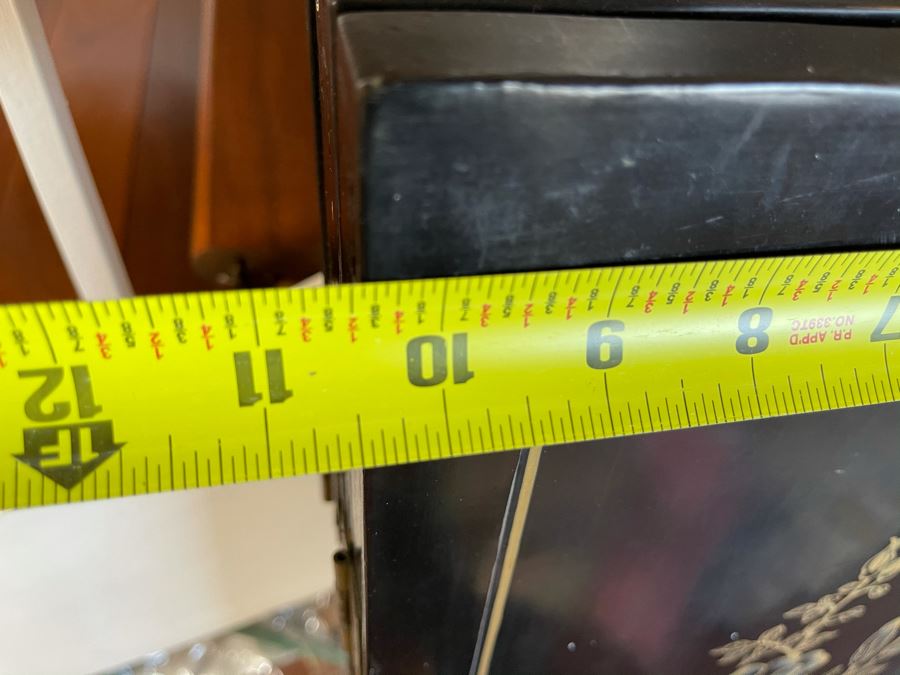 Vintage Four Panel Wooden Screen With Semi-Precious Stones Relief Carved Decorations 42W X 36.5H [Photo 17]