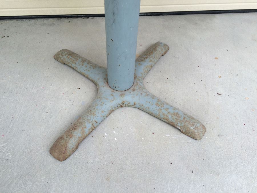 Blue Table - Metal Base with Wood Top [Photo 3]