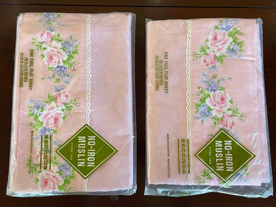 Pair Of Vintage New Old Stock Full Flat Sheets