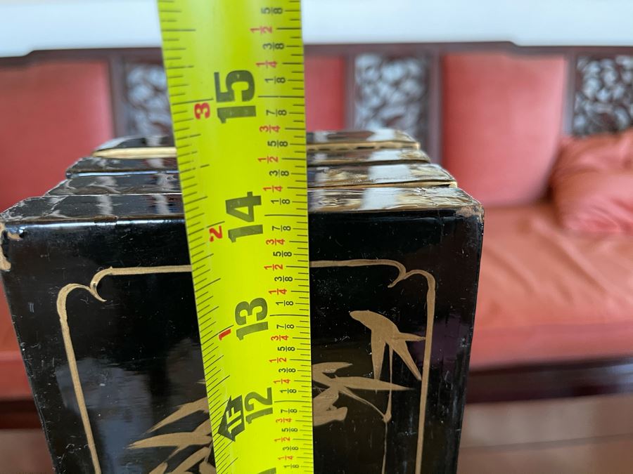 Small Asian Panels Wooden Screen With Relief Carved Soapstone Floral Vases 18 X 14 [Photo 12]