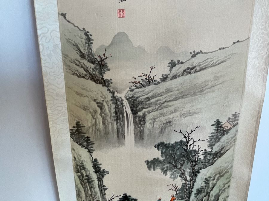 Original Chinese Hong Kong Scroll Landscape Painting Spring Scene 8.5 X 24 [Photo 7]