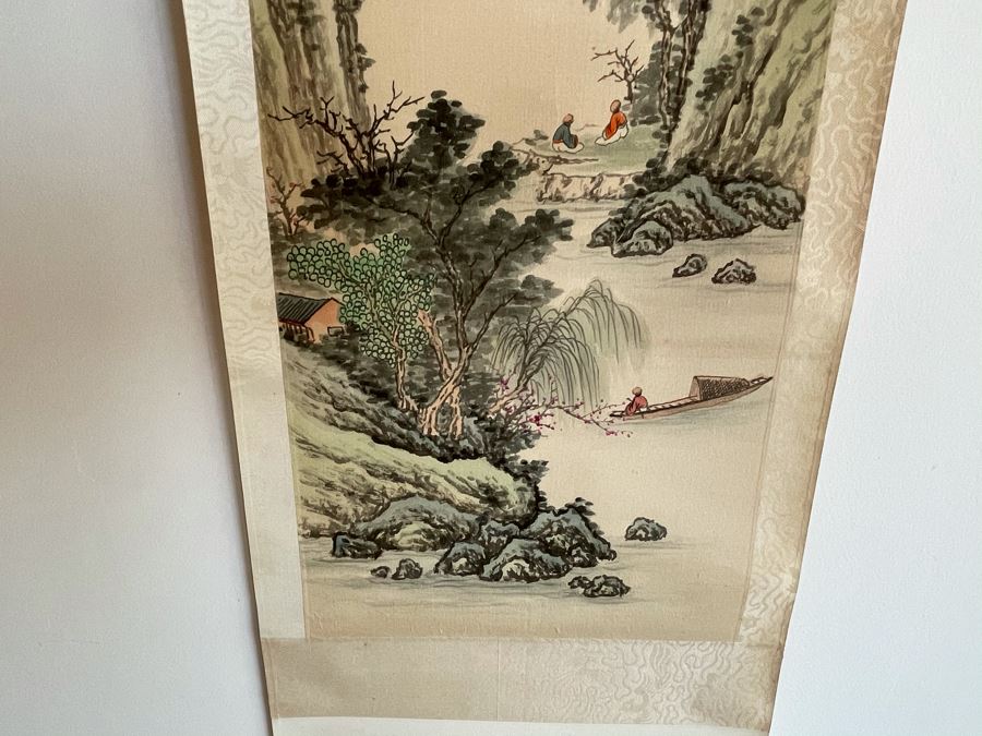 Original Chinese Hong Kong Scroll Landscape Painting Spring Scene 8.5 X 24 [Photo 9]