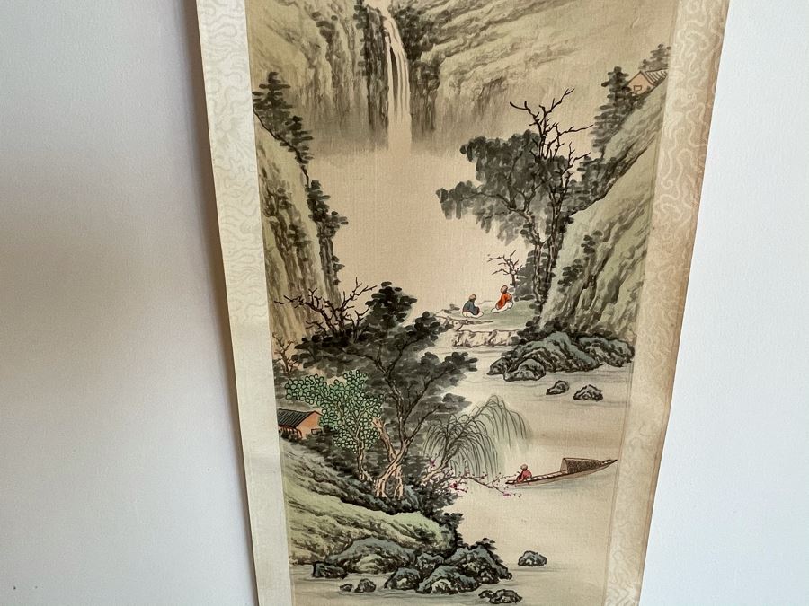 Original Chinese Hong Kong Scroll Landscape Painting Spring Scene 8.5 X 24 [Photo 8]