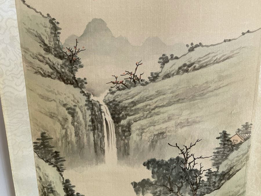 Original Chinese Hong Kong Scroll Landscape Painting Spring Scene 8.5 X 24 [Photo 13]