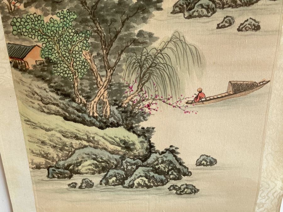 Original Chinese Hong Kong Scroll Landscape Painting Spring Scene 8.5 X 24 [Photo 10]