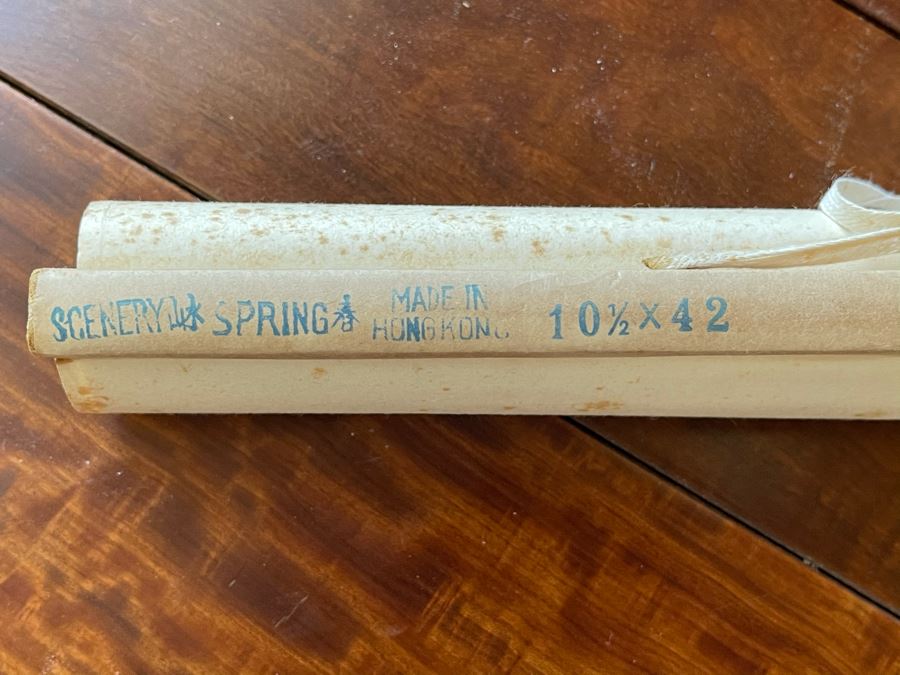 Original Chinese Hong Kong Scroll Landscape Painting Spring Scene 8.5 X 24 [Photo 17]