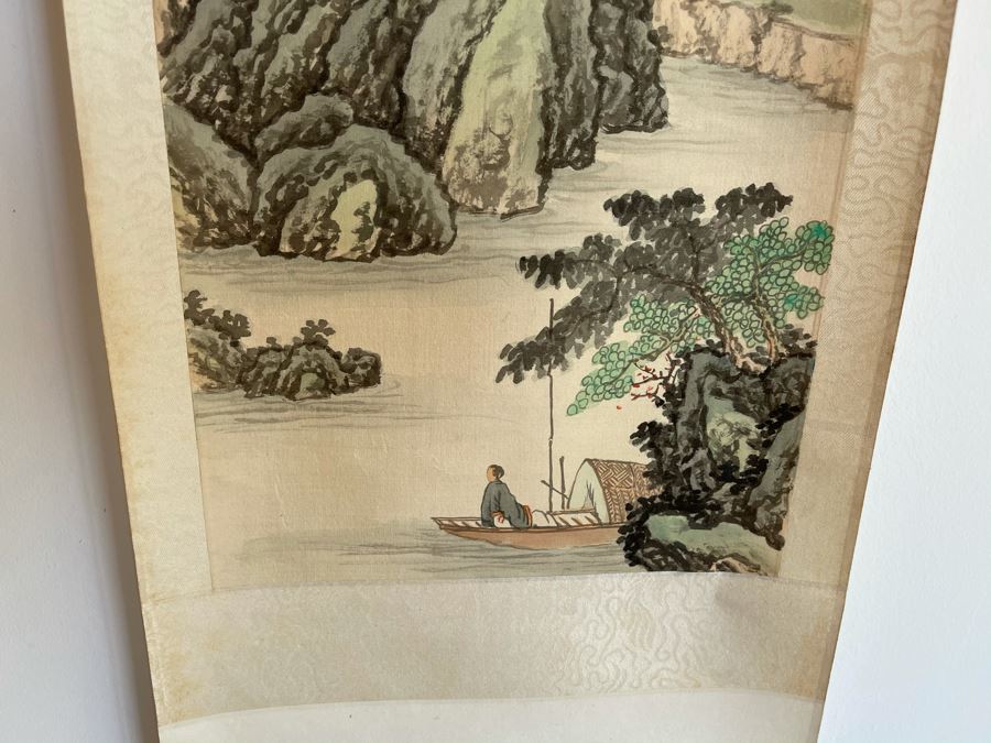 Original Chinese Hong Kong Scroll Landscape Painting Summer Scene 8.5 X 24 [Photo 9]