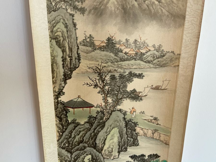 Original Chinese Hong Kong Scroll Landscape Painting Summer Scene 8.5 X 24 [Photo 7]