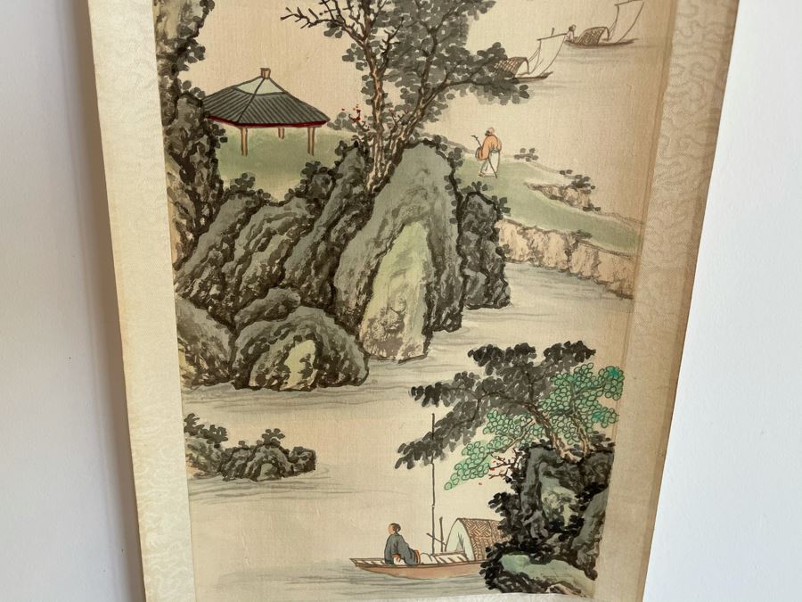 Original Chinese Hong Kong Scroll Landscape Painting Summer Scene 8.5 X 24 [Photo 8]