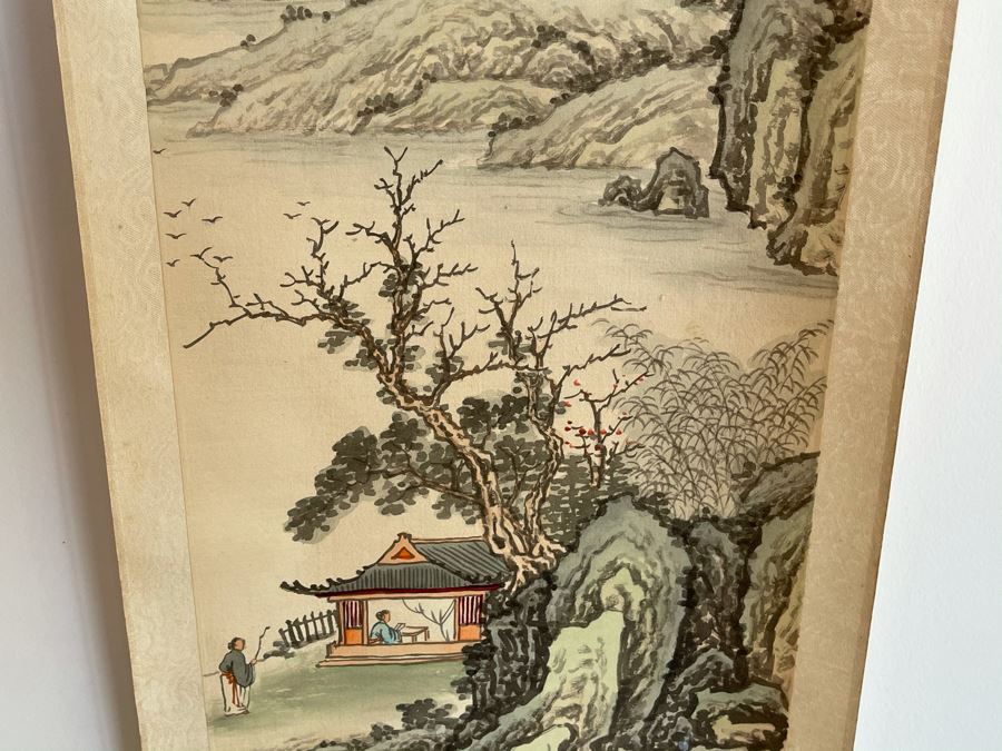 Original Chinese Hong Kong Scroll Landscape Painting Scene 8.5 X 24 [Photo 7]