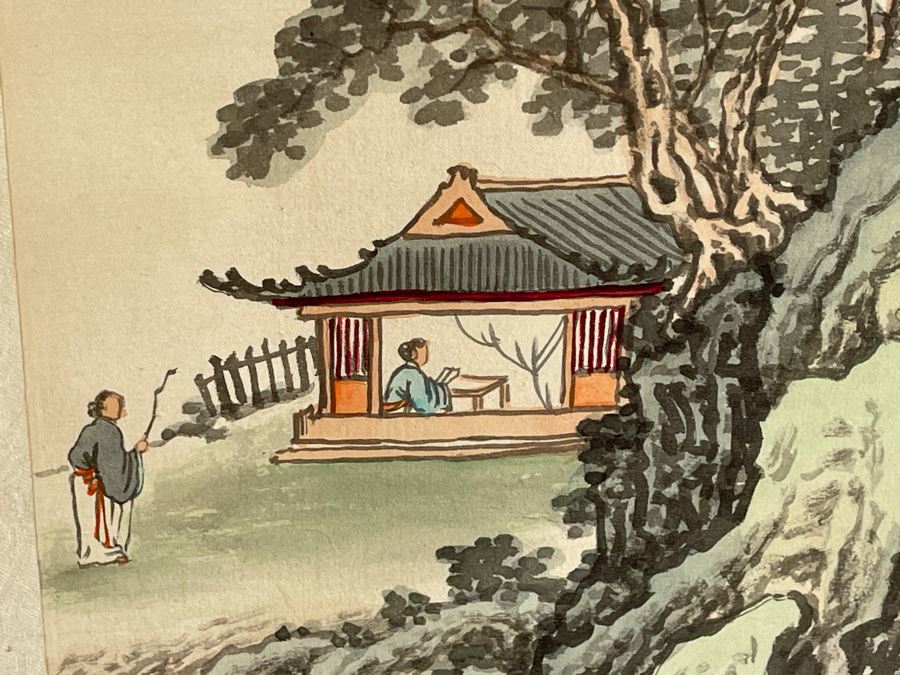 Original Chinese Hong Kong Scroll Landscape Painting Scene 8.5 X 24 [Photo 9]