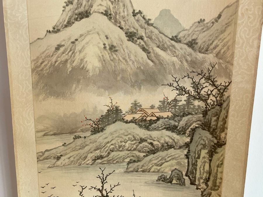Original Chinese Hong Kong Scroll Landscape Painting Scene 8.5 X 24 [Photo 6]