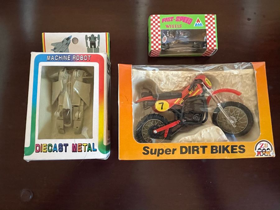 Vintage New Old Stock Toy Lot Featuring Transformer Robot, Super Dirt Bike And Car [Photo 2]