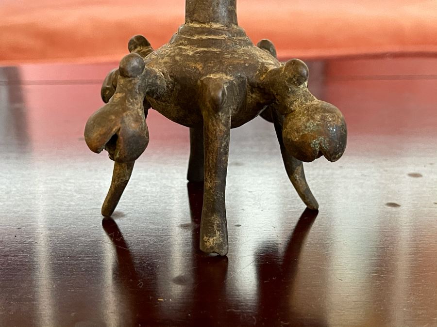 Old Tibetan Bronze Ritual Candle Holder Censer Incense Burner 3.5W X 4.5H [Photo 8]