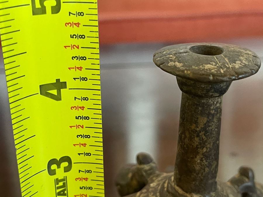 Old Tibetan Bronze Ritual Candle Holder Censer Incense Burner 3.5W X 4.5H [Photo 11]