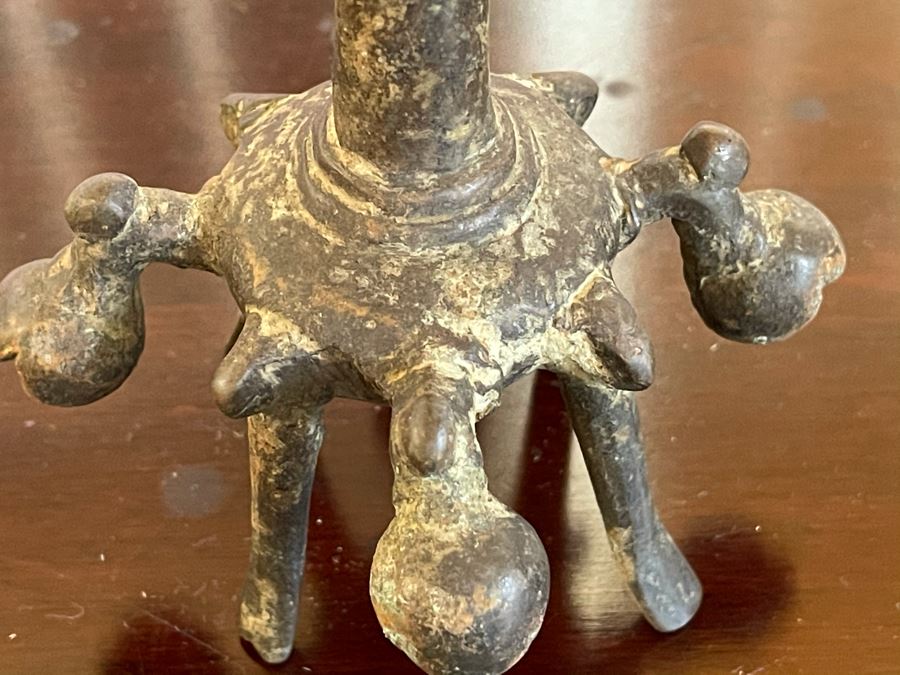 Old Tibetan Bronze Ritual Candle Holder Censer Incense Burner 3.5W X 4.5H [Photo 5]