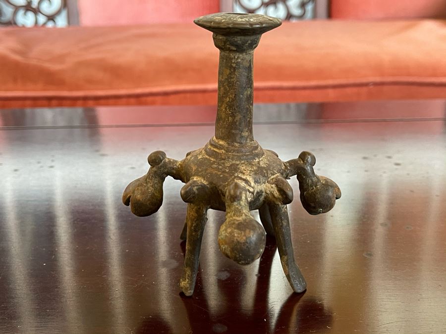 Old Tibetan Bronze Ritual Candle Holder Censer Incense Burner 3.5W X 4.5H [Photo 1]