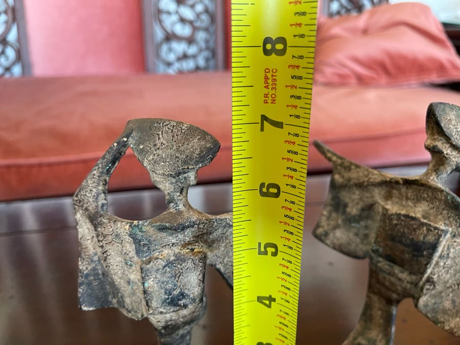 Pair Of Gilt Metal Japanese Geisha Girl Statues Figurines 7H [Photo 13]