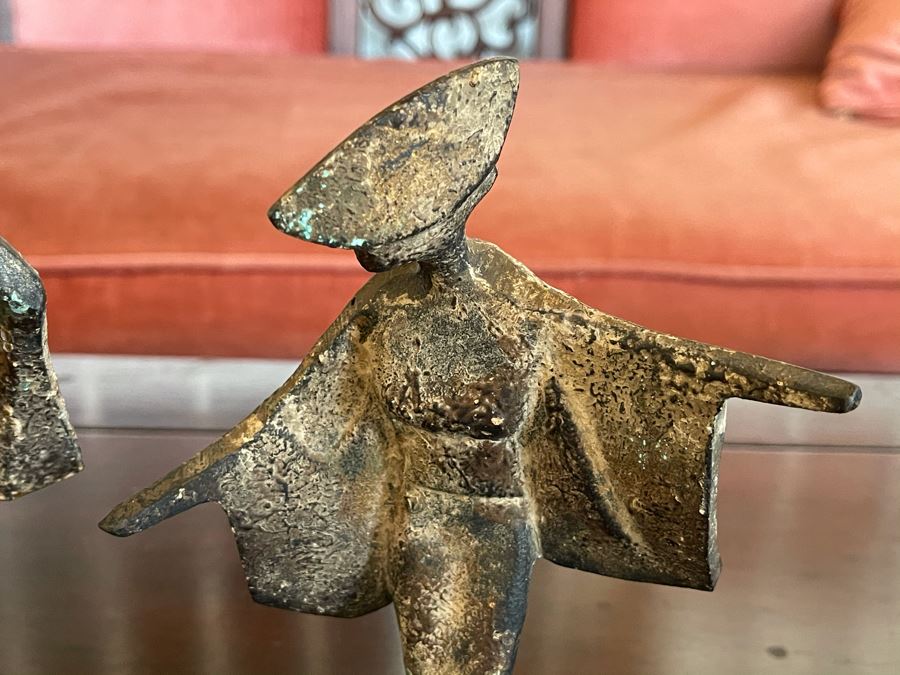 Pair Of Gilt Metal Japanese Geisha Girl Statues Figurines 7H [Photo 4]