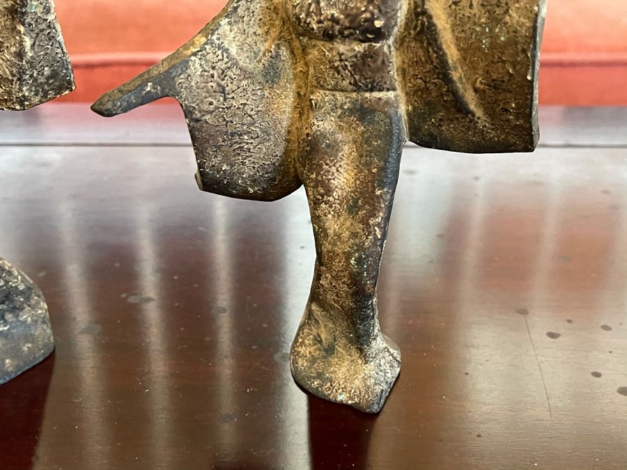 Pair Of Gilt Metal Japanese Geisha Girl Statues Figurines 7H [Photo 5]