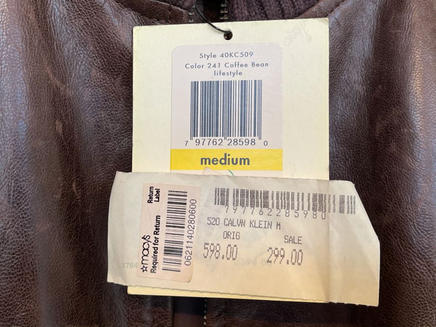 JUST ADDED - New With Tags Calvin Klein Men's Leather Jacket Size M ...