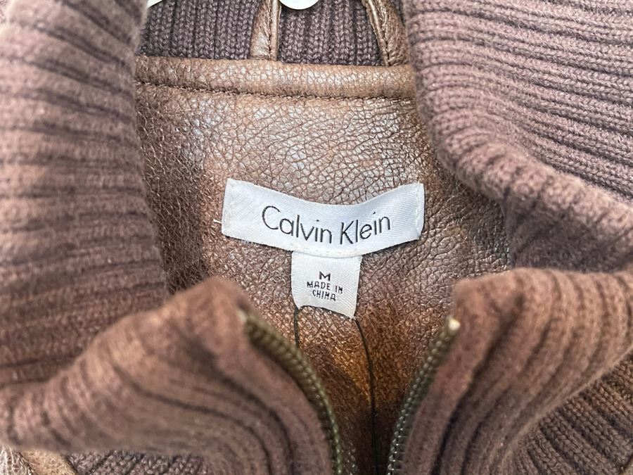 JUST ADDED - New With Tags Calvin Klein Men's Leather Jacket Size M Retails $598 [Photo 5]