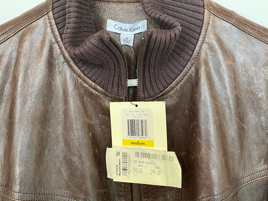 JUST ADDED - New With Tags Calvin Klein Men's Leather Jacket Size M Retails $598 [Photo 3]