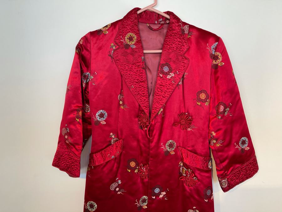 JUST ADDED - Chinese Red Silk Embroidered Robe Women's Size S [Photo 6]