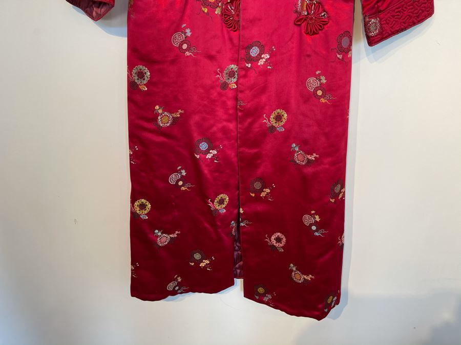 JUST ADDED - Chinese Red Silk Embroidered Robe Women's Size S [Photo 7]
