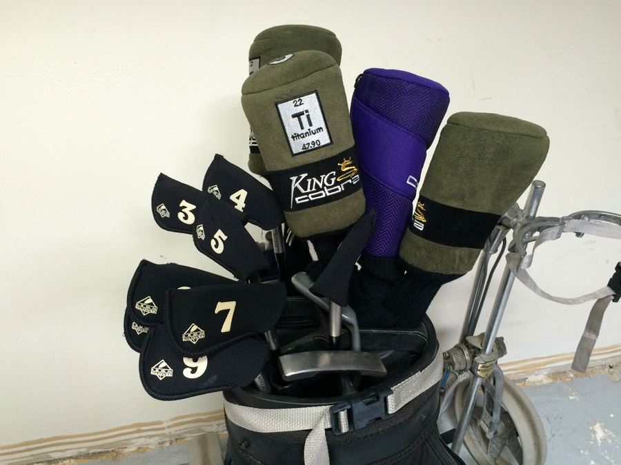 Full Set of King Cobra Titanium Golf Clubs with King Cobra Bag and (2) Bag Boy Golf Carts [Photo 2]