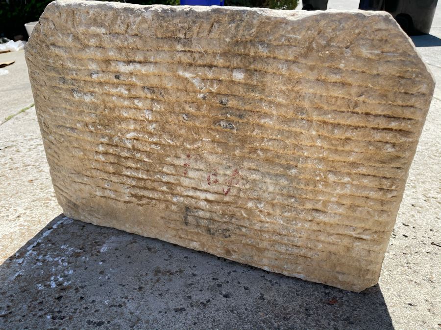 JUST ADDED - Vintage Relief Carved Stone Buddha Sculpture - (Very Heavy ~200lb) 24W X 6D X 16H [Photo 19]