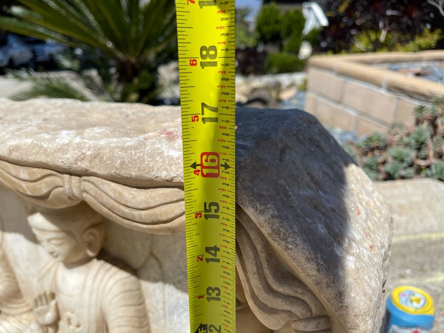 JUST ADDED - Vintage Relief Carved Stone Buddha Sculpture - (Very Heavy ~200lb) 24W X 6D X 16H [Photo 23]