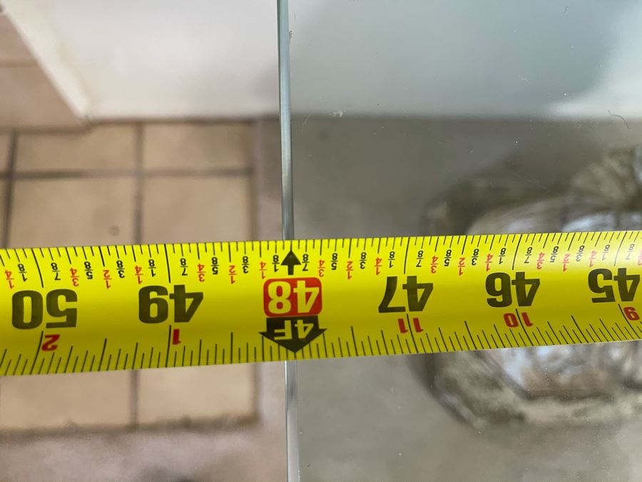 Antique Carved Wooden Praying Angels With Glass Eyes Shabby Chic Console Table - Base Is 24W X 15D X 28H / Glass Is 48W X 18D [Photo 25]