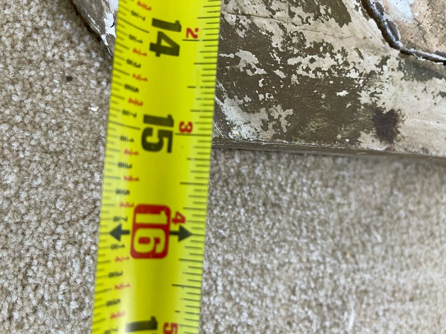 Antique Carved Wooden Praying Angels With Glass Eyes Shabby Chic Console Table - Base Is 24W X 15D X 28H / Glass Is 48W X 18D [Photo 23]