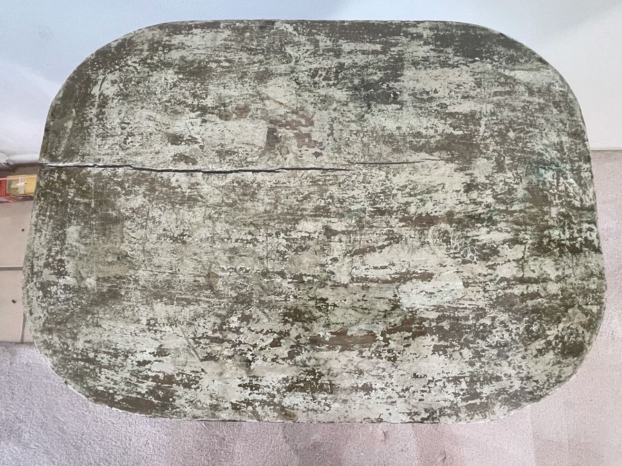 Antique Carved Wooden Praying Angels With Glass Eyes Shabby Chic Console Table - Base Is 24W X 15D X 28H / Glass Is 48W X 18D [Photo 19]