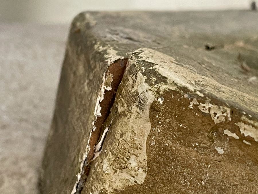 Antique Carved Wooden Praying Angels With Glass Eyes Shabby Chic Console Table - Base Is 24W X 15D X 28H / Glass Is 48W X 18D [Photo 18]