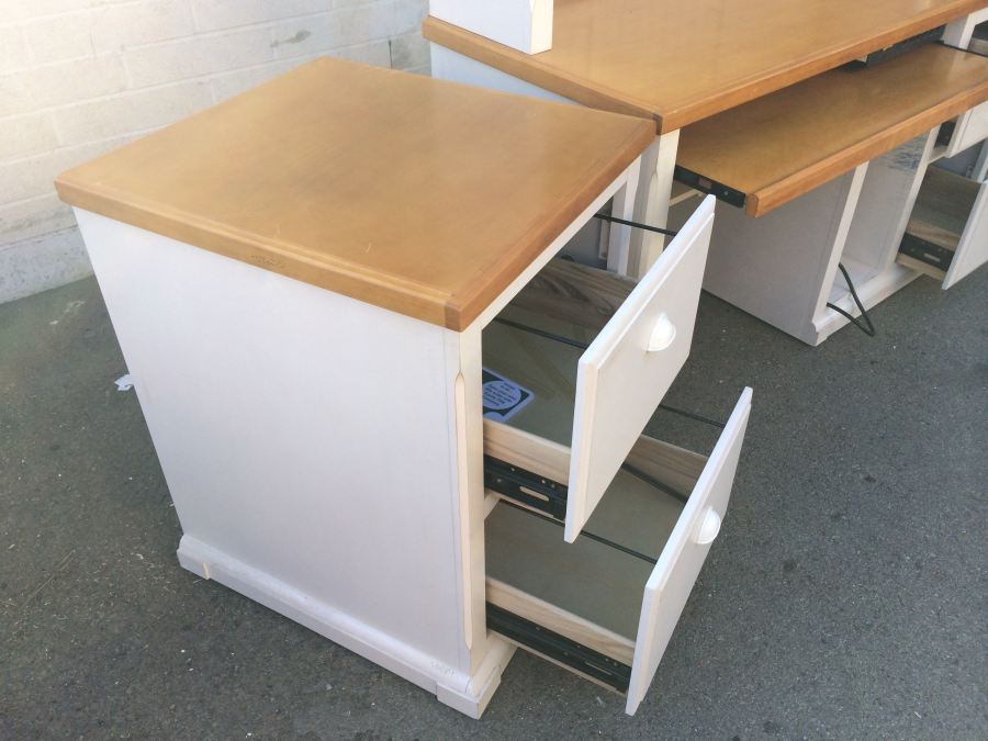 White Computer Desk with Hutch and Separate Filing Cabinet [Photo 2]