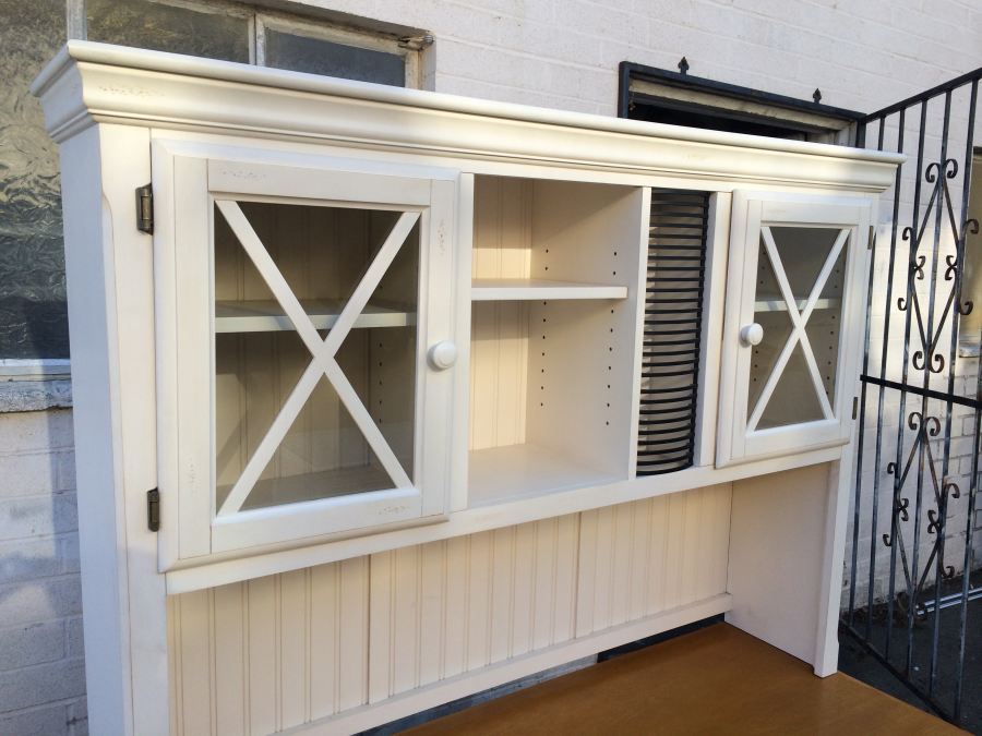 White Computer Desk with Hutch and Separate Filing Cabinet [Photo 4]
