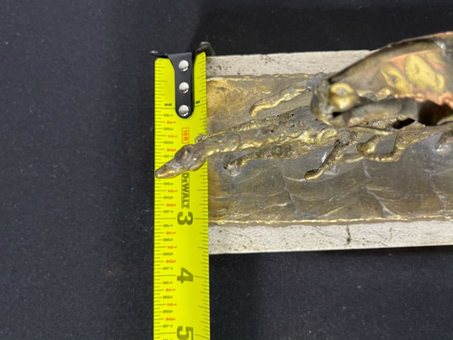 Brass Sculpture Of 3 People Riding Horses On Marble Base 11W X 3.5D X 5H [Photo 20]