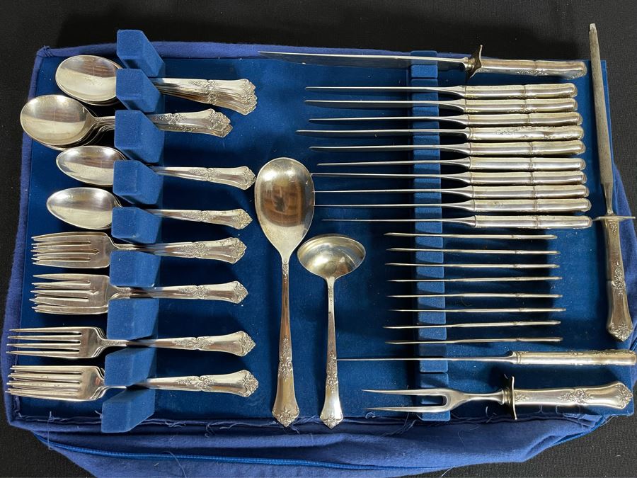 Sterling Silver Flatware Set By State House Stately Pattern - See Details For Breakdown - Total Sterling Silver Weight Not Including Sterling Handled Knives 1,737g [Photo 3]