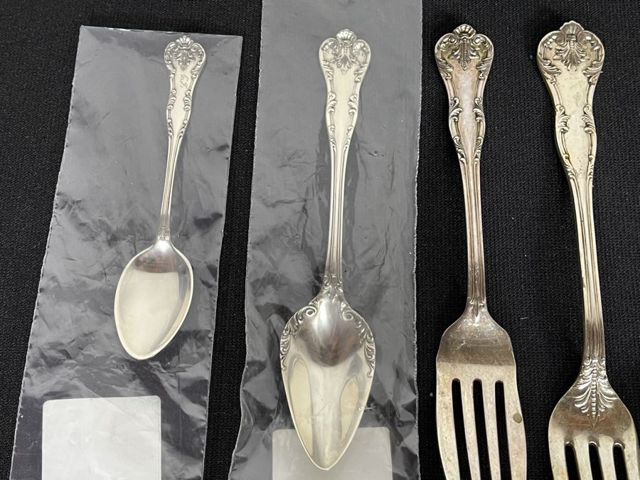 Sterling Silver Flatware And Sterling Silver Scissor Fork Tongs 245g Total Weight Of Sterling [Photo 8]