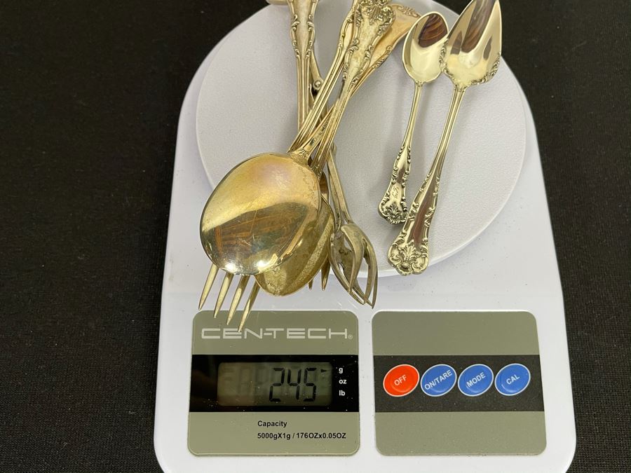 Sterling Silver Flatware And Sterling Silver Scissor Fork Tongs 245g Total Weight Of Sterling [Photo 15]