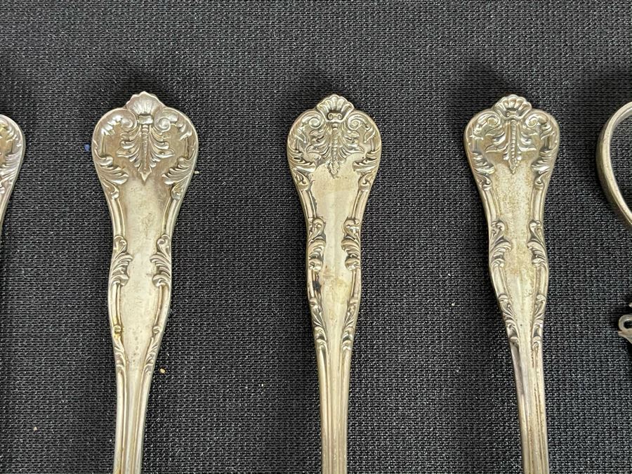 Sterling Silver Flatware And Sterling Silver Scissor Fork Tongs 245g Total Weight Of Sterling [Photo 6]